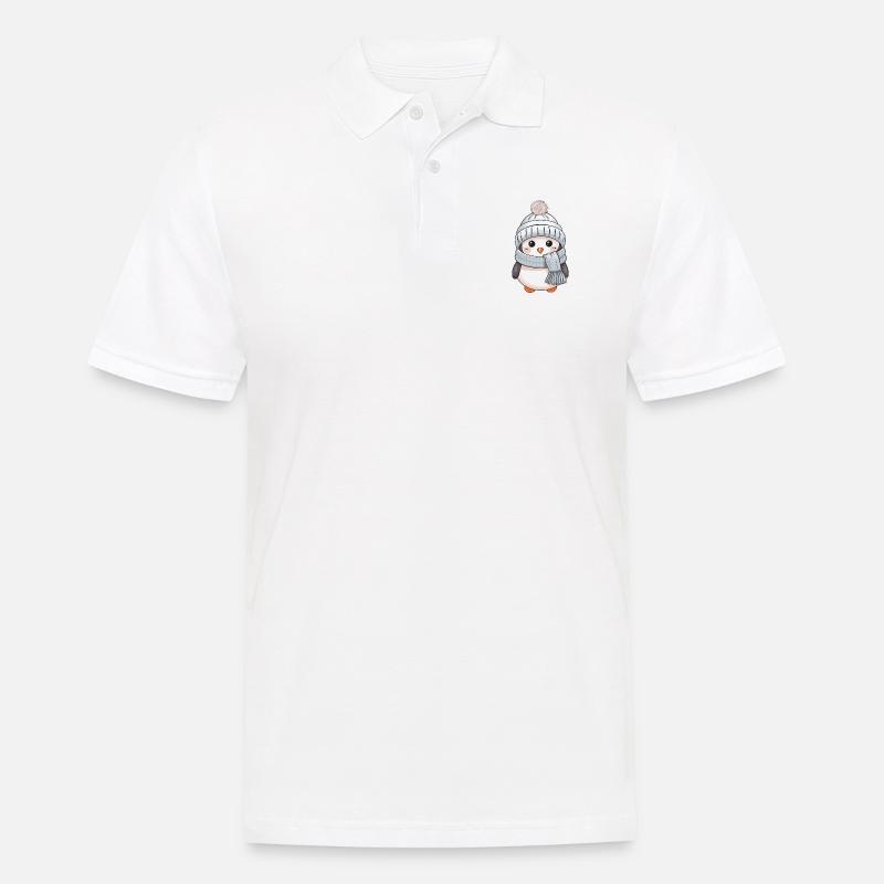 Pinguin Winter Comic Niedlich - Männer Poloshirt - Weiß