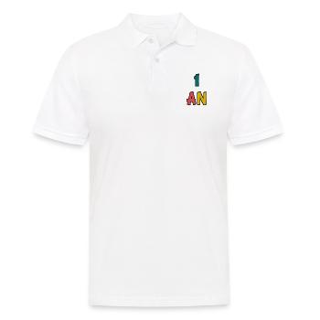 1. 1 AN. 1er ANNIVERSAIRE. ANNIVERSAIRE 1 AN. ANNI - Polo Homme - blanc - Devant - Kai (181cm)