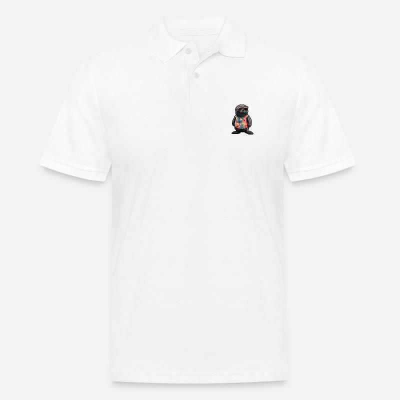 Robbe Tier Cool Sommer - Männer Poloshirt - Weiß