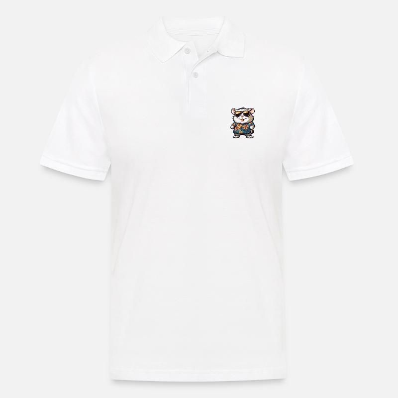 Hamster Comic Urlaub - Männer Poloshirt - Weiß