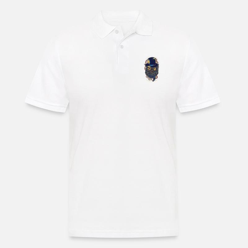 Eule - Steampunk Owl - Männer Poloshirt - Weiß