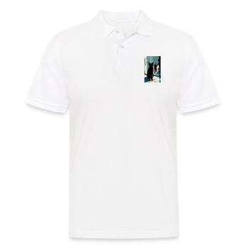 Chat domestique à poil court pendant la nuit - Polo Homme - blanc - Devant - Kai (181cm)