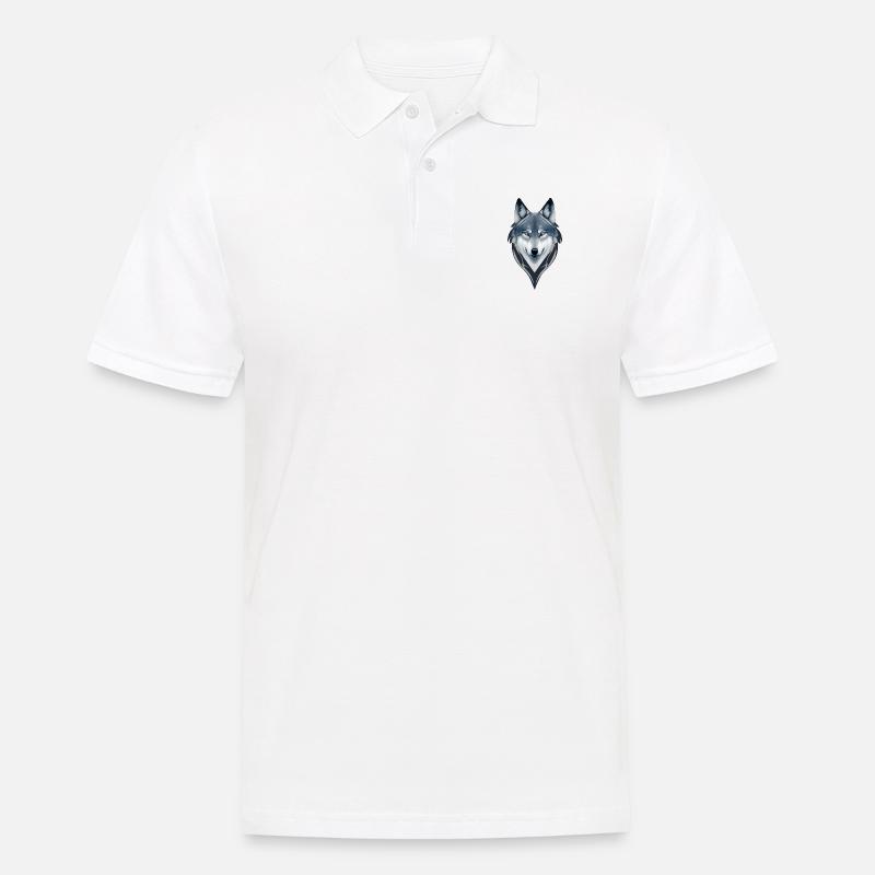 Blauer Mond Wolf Geist - Männer Poloshirt - Weiß