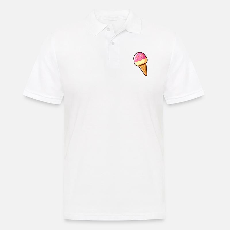 Erdbeer-Vanille-Eis - Männer Poloshirt - Weiß