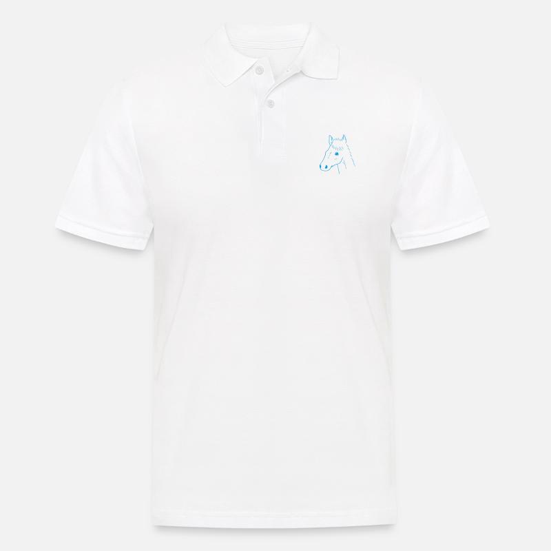Pferdekopf Zeichnung - Männer Poloshirt - Weiß