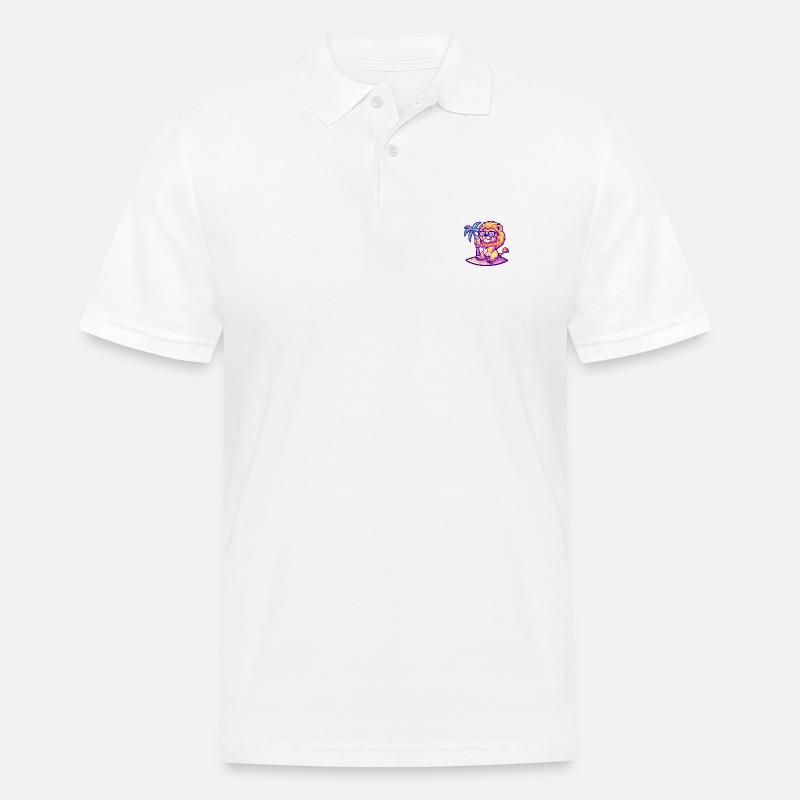 Lion Summer Beach Comic - Men's Polo Shirt - white