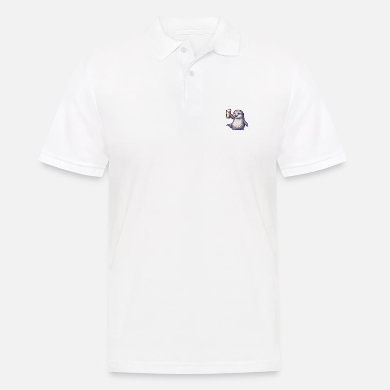 Robbe Tier Bier Pixel - Männer Poloshirt - Weiß