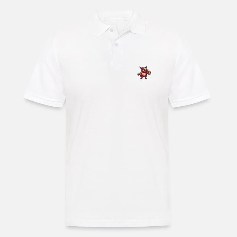 Schwein Bier Pixel Wildschwein - Männer Poloshirt - Weiß