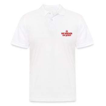 Nie wieder ist jetzt - Männer Poloshirt - Weiß - Vorne - Kai (181cm)