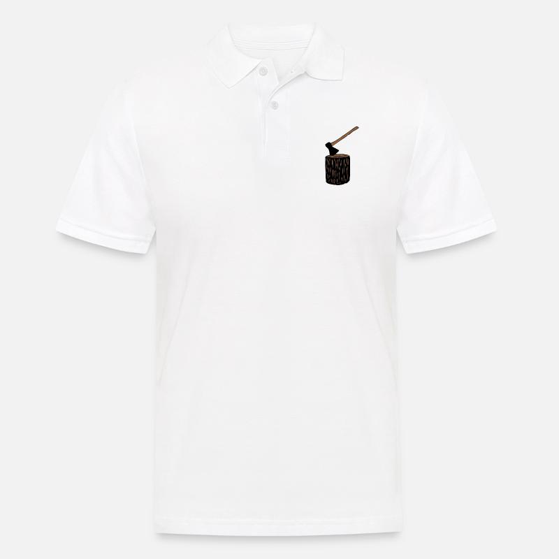 Axt und Baumstamm - Männer Poloshirt - Weiß
