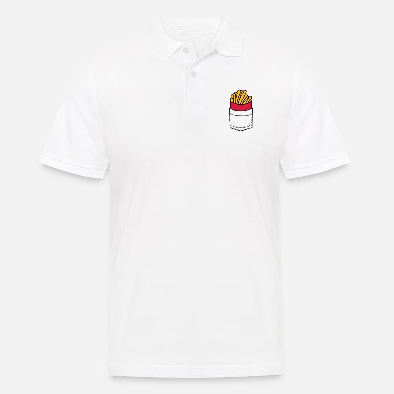 Brusttasche Pommes Frites - Männer Poloshirt - Weiß
