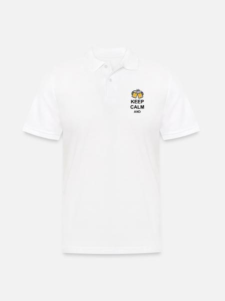 Keep Calm Beer Text - Men's Polo Shirt - white