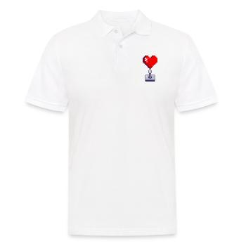 Joystick coeur rouge retro gaming - Polo Homme - blanc - Devant - Kai (181cm)