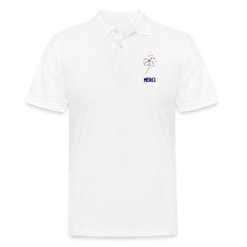 VIELEN DANK. DANKE. VIELEN DANK. JAHRESTAG. GEBURT. - Männer Poloshirt - Weiß - Vorne - Kai (181cm)