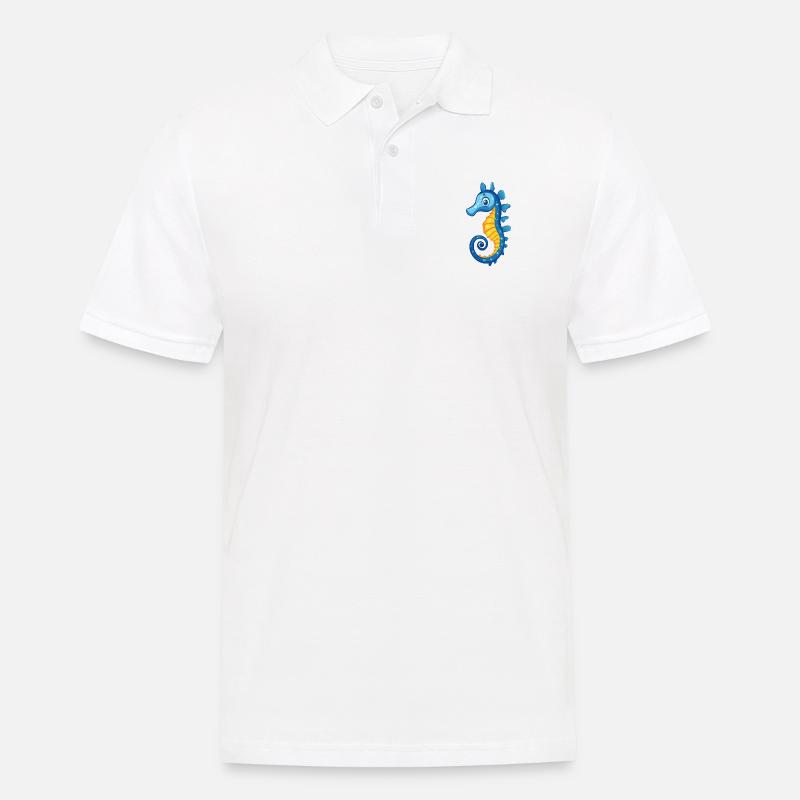blaues Seepferdchen - Männer Poloshirt - Weiß