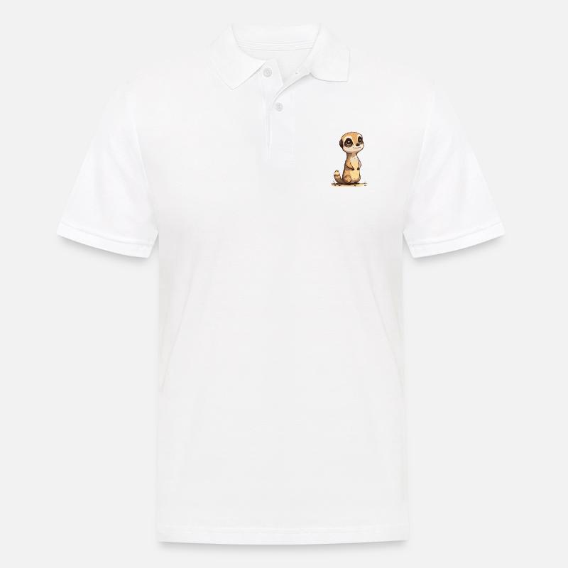 Comic Cute Kawaii Meerkat - Polo da uomo - bianco