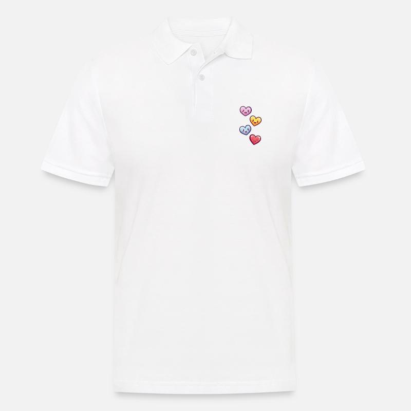 Herzen Bunt - Männer Poloshirt - Weiß