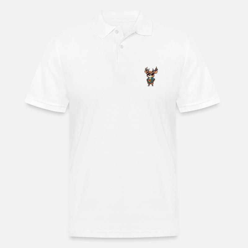 Hirsch Comic Urlaub - Männer Poloshirt - Weiß