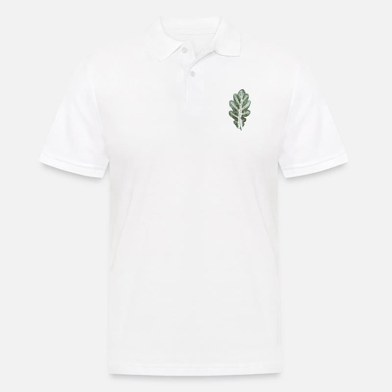 Eichenblatt Naturgrün / Blatt/ Eiche/Baum - Männer Poloshirt - Weiß