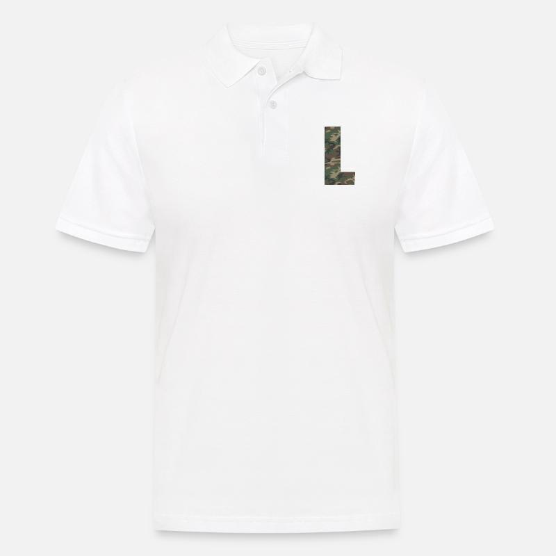 Robuster Buchstabe L im Tarnmuster! - Männer Poloshirt - Weiß