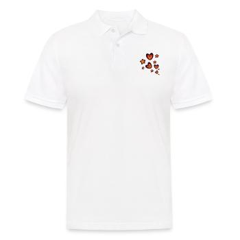 Deutschlandfarben mit vielen Herzen und Blumen. - Männer Poloshirt - Weiß - Vorne - Kai (181cm)