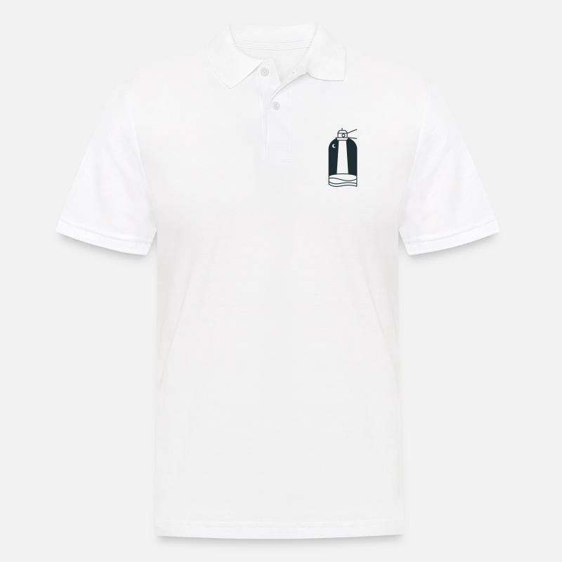 Nachtleuchtturm mit Mondsichel - Männer Poloshirt - Weiß