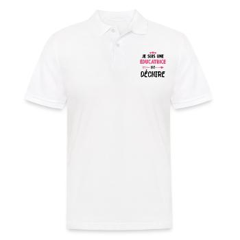 Je Suis Une Éducatrice Qui Déchire - Polo Homme - blanc - Devant - Kai (181cm)