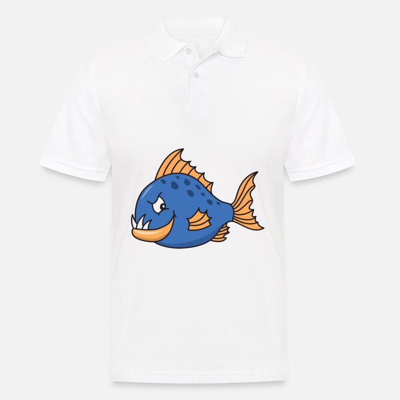 Poisson mignon mignon Cool Piranha - Polo Homme - blanc