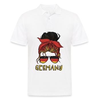 Deutschland Mädchen Fußball Deutsche Flagge - Männer Poloshirt - Weiß - Vorne - Kai (181cm)