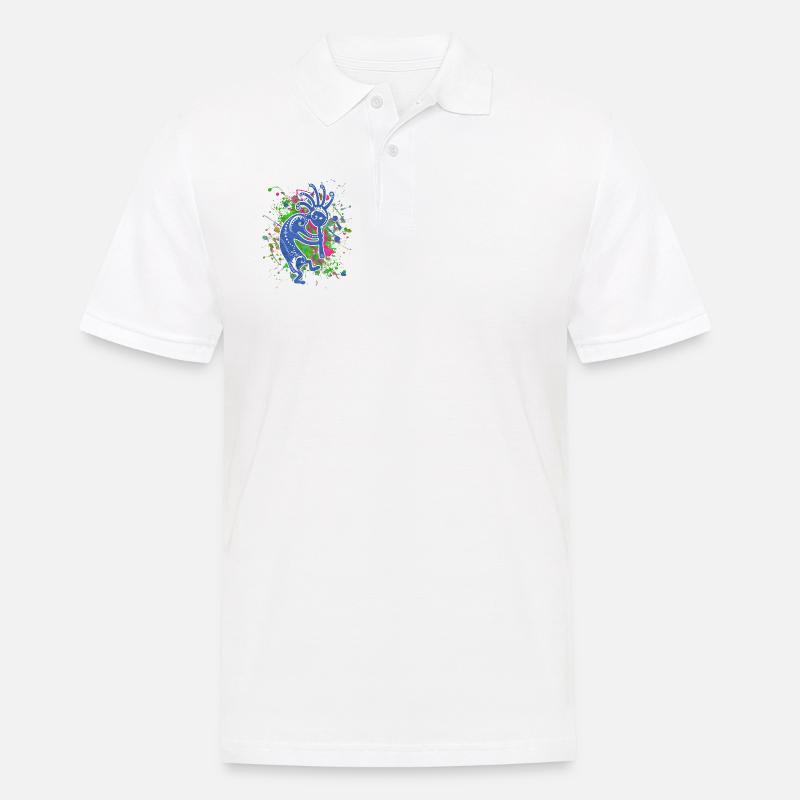 Amérindiens Kokopelli - Éclaboussures colorées 1 - Polo Homme - blanc