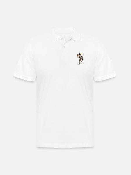 Skeleton drinks beer, Halloween - Men's Polo Shirt - white