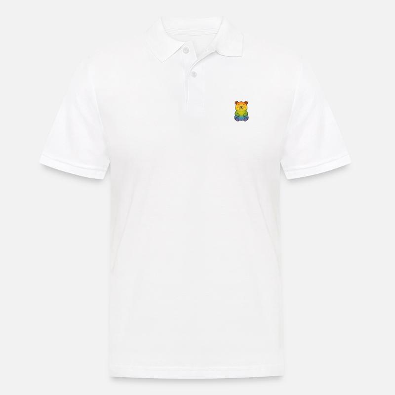 süßer Regenbogenbär - Männer Poloshirt - Weiß