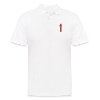 1. 1 Jahr. 1. JAHRESTAG. 1-JÄHRIGES JUBILÄUM - Männer Poloshirt - Weiß - Vorne - Kai (181cm)