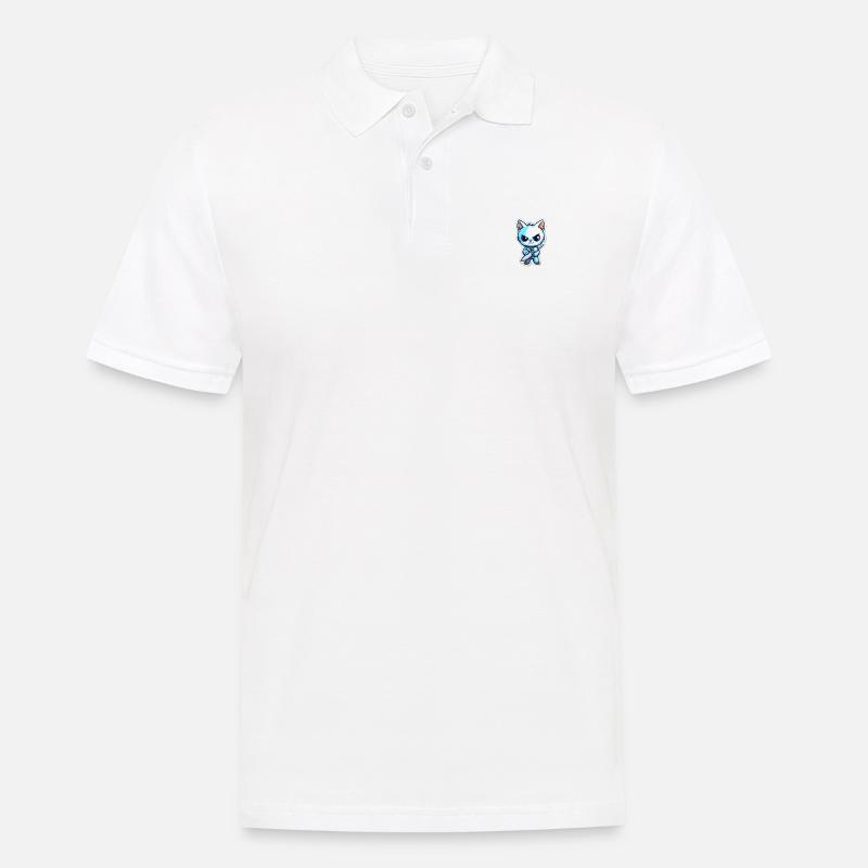 Gefährliche Katze mit Messer - Männer Poloshirt - Weiß
