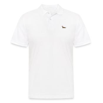 Petit teckel mignon gris clair grège - Polo Homme - blanc - Devant - Kai (181cm)