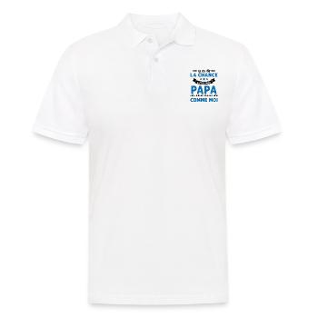 La chance d'être mon Papa Cadeau Humour Futur père - Polo Homme - blanc - Devant - Kai (181cm)