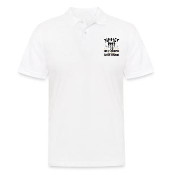 30 Ans Anniversaire Vintage Né(e) en Juillet 1992 - Polo Homme - blanc - Devant - Kai (181cm)