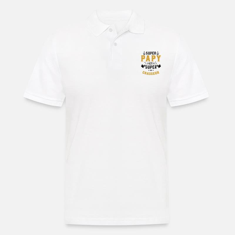Super papy et Super Chasseur - Polo Homme - blanc