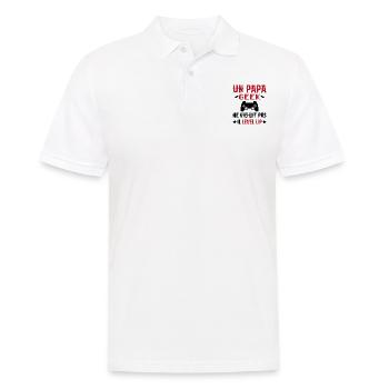 Un Papa Geek Ne Vieillit Pas Il Level Up - Polo Homme - blanc - Devant - Kai (181cm)