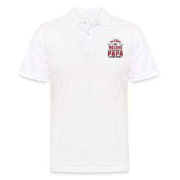 Mécano papa cadeau drôle fête des pères garagiste - Polo Homme - blanc - Devant - Kai (181cm)