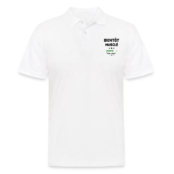 Homme bientôt musclé veuillez patienter - Polo Homme - blanc - Devant - Kai (181cm)