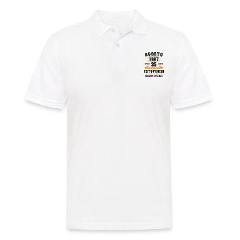 35 Ans Anniversaire Vintage Né(e) en Août 1987 - Polo Homme - blanc - Devant - Kai (181cm)