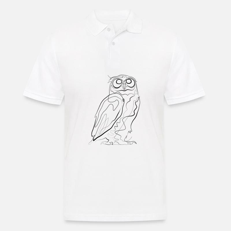 Eule - one line drawing - Männer Poloshirt - Weiß