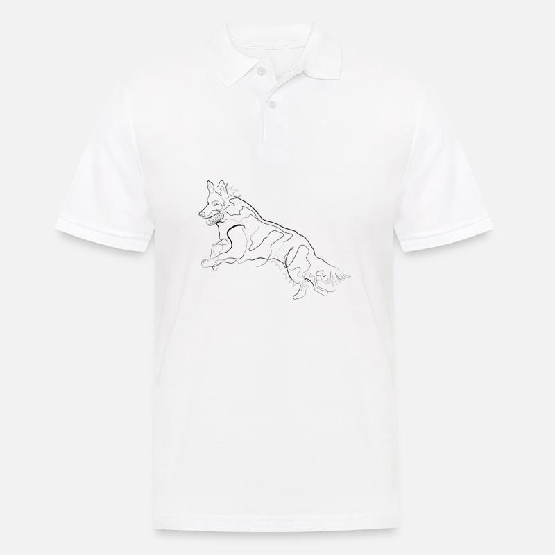 Schäferhund - one line drawing - Männer Poloshirt - Weiß