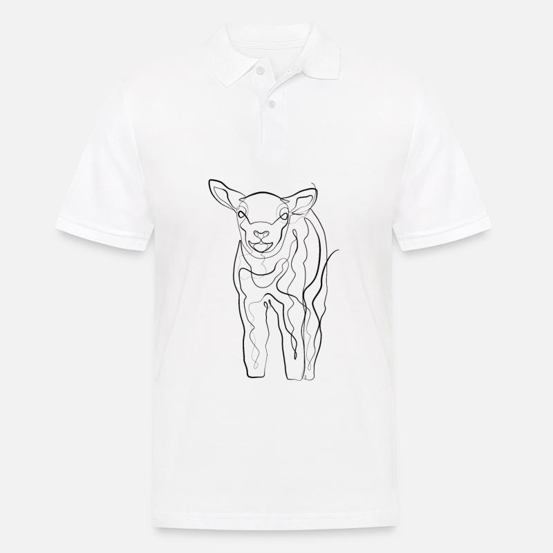 Lamm Hirte - one line drawing - Männer Poloshirt - Weiß