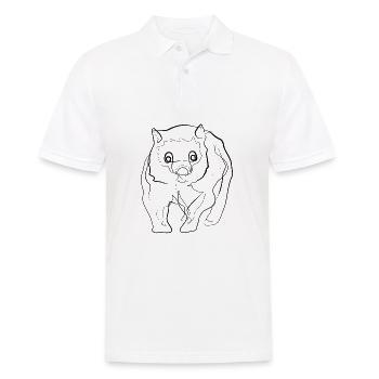 Wombat - one line drawing - Men's Polo Shirt - white - Front - Kai (181cm)