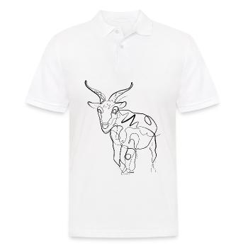 Chèvre Berger Capricorne - one line drawing - Polo Homme - blanc - Devant - Kai (181cm)