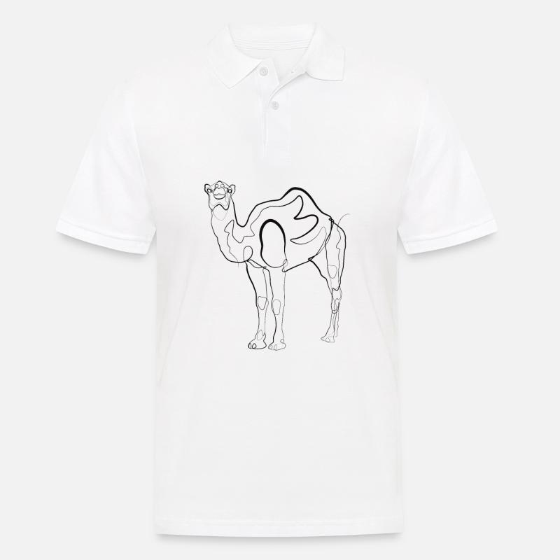 Kamel Dromedar - one line drawing - Männer Poloshirt - Weiß