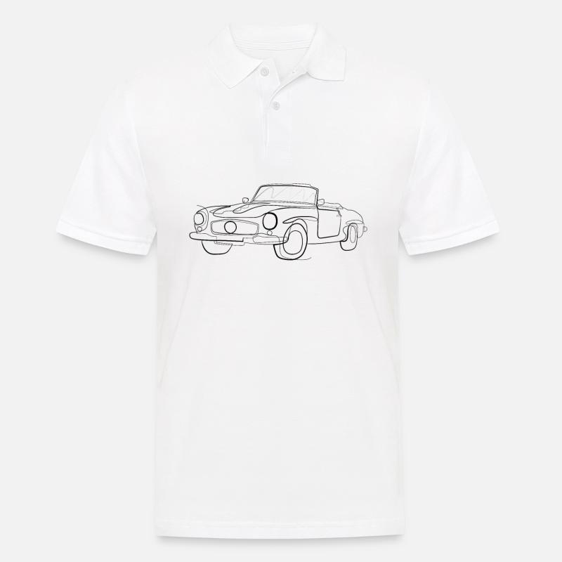 Oldtimer Cabrio - one line drawing - Männer Poloshirt - Weiß