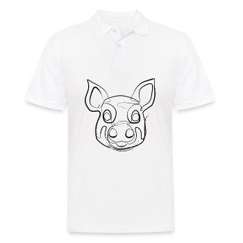 Porc - one line drawing - Polo Homme - blanc - Devant - Kai (181cm)